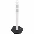 Global Industrial Portable Reflective Delineator Post with Hexagonal Base, 49inH, White 670686